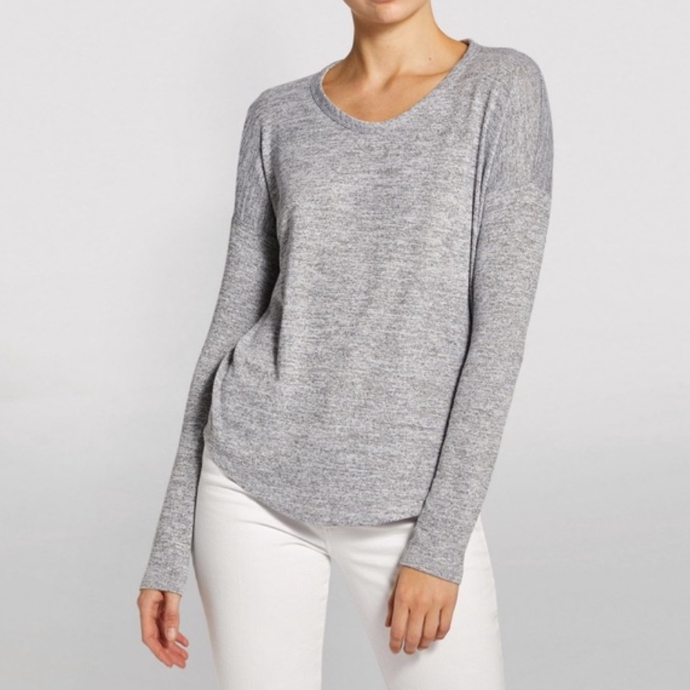 Rag & Bone Women’s Hudson Long-Sleeve Relaxed Fit Jersey Tee XS Heather Gray